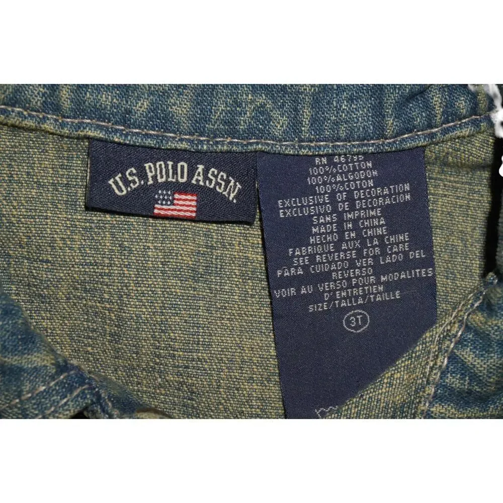 U.S. Polo Assn Kids Denim Trucker Jacket Size 3T NWT Medium Wash 100% Cotton